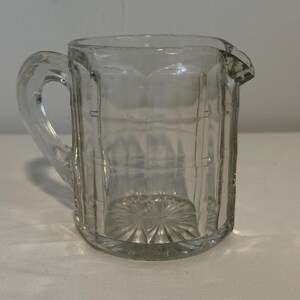 Vintage Indiana Glass Square Panel Clear Creamer Cup Office Home and Kitchen Serving Glassware Decor