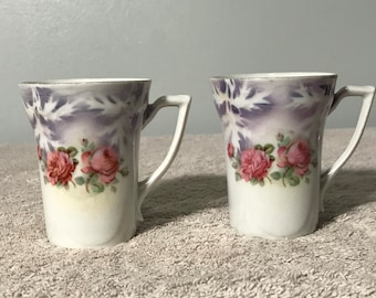 Vintage Orla Germany Porcelain Coffee Cup/ Tea Cup / Demi Cup Floral Design set of 2
