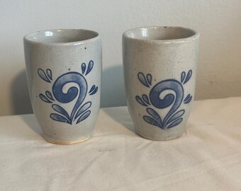 Vintage Made In Japan Stoneware Drinkware Wine Tumbler Tea Cup Set of 2 Office, Home, and Kitchen Drinkware Stoneware Servinging Decor