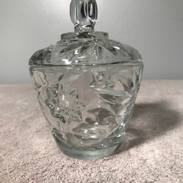 Vintage crystal glass smooth clear sugar bowl