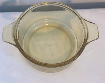 Vintage Dynaware Pyr-O-Rey 14 Oz/ 2 Cup casserole ramekin dish Mexico Honey Amber Glass Baking/ Casserole Serving Dish Glassware Decor