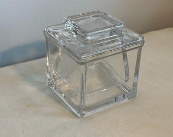 Vintage Square Glass Pedestal 1/2 Cup Butter Keeper Butter Dish w/ Lid Home and Kitchen Cookware Stoneware Serving Decor