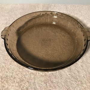 Vintage Corning Pyrex Smoky Gray/ Brown Glass Pie Dish 229