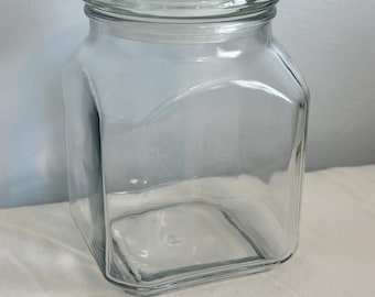Vintage Large Anchor Clear Glass Apothecary Pharmacy Toiletries Square Storage Seal Jar with Lid Office Home Kitchen Glassware Storage Decor