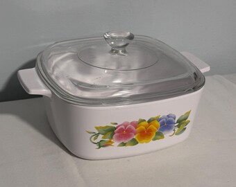 Vintage Corning Ware White Summer Blush Serving Casserole Dish A - 1 1/2 - B 1.5 L w/ PYREX Lid Home Kitchen Serving Cooking Stoneware Decor
