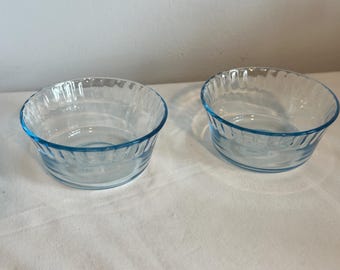 Vintage Colorex Brazil light blue glass custard dessert cups Dessert Bowl Set of 2 Home and Kitchen Serving Glassware Serving Decor