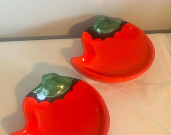 Vintage Cayenne Peppers Serving Chip Dip Plate Bowl Set of 2 Office Home and Kitchen Serving Decor
