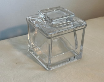 Vintage Clear Glass Pedestal 1/2 Cup French Butter Crock Butter Bell Keeper Butter Dish w/ Lid Home Kitchen Cookware Glassware Serving Decor