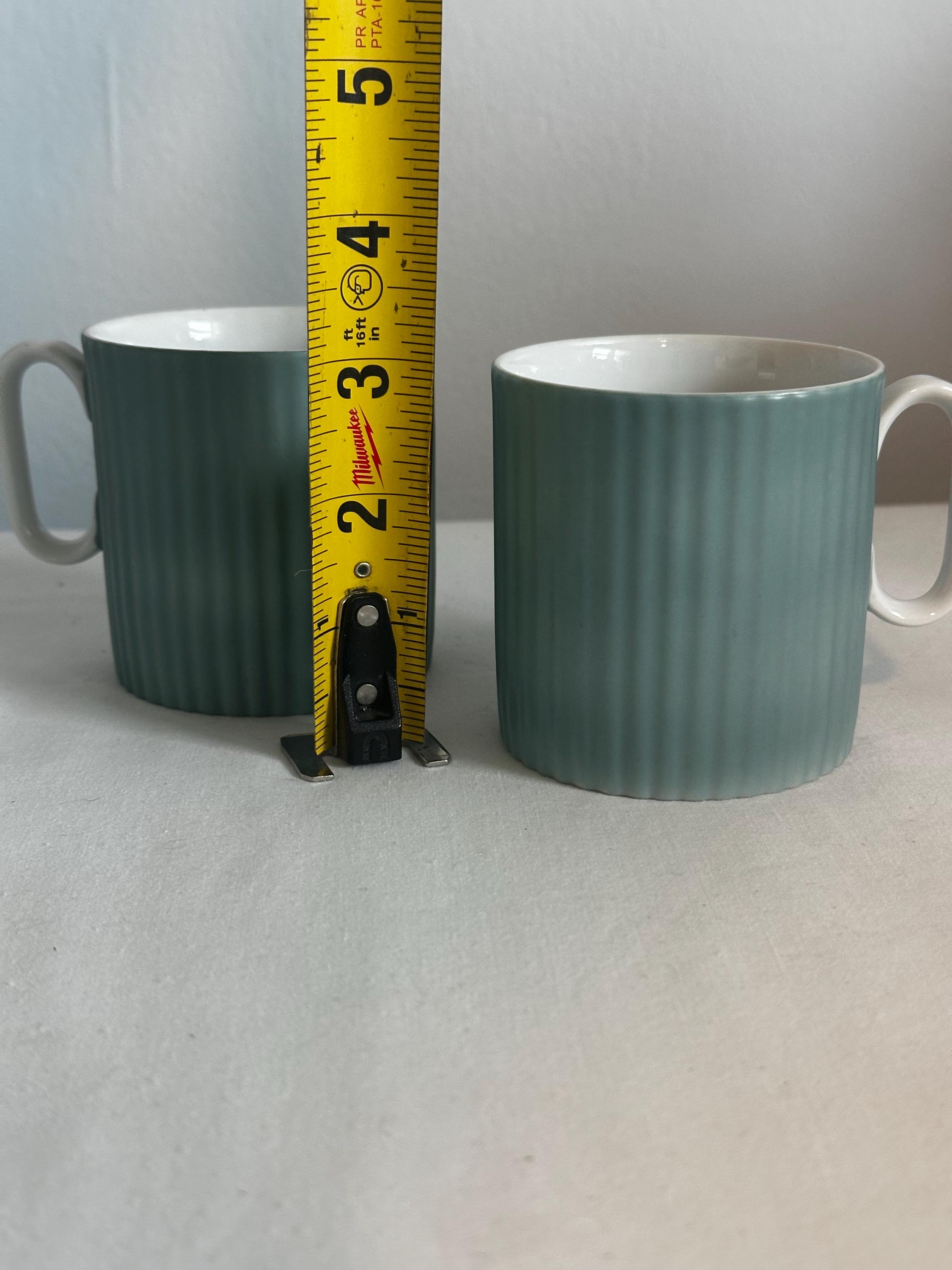 Vintage Style Fluted Ceramic Teal Coffee Mug Tea Cup Set of 2 Office Home  and Kitchen Serving Decor - Etsy