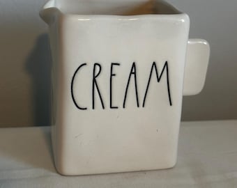 Vintage Aesthetic White Rae Dunn Artisan Collection 181 “Cream” Creamer Office Home and Kitchen Serving Decor