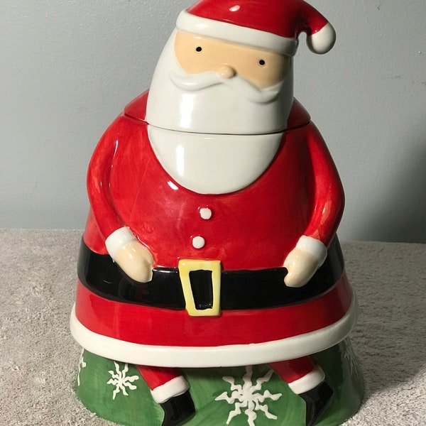 Large Ceramic Santa Cookie Jar Christmas Holiday Home / Kitchen / Office Decor