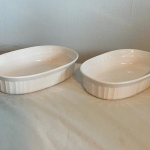 Vintage Corning Ware White Open Mini Roaster Lasagna Casserole Serving Dish F-15-B 475 ML Set of 2 Home and Kitchen stoneware Serving Decor