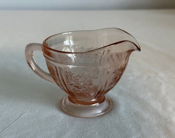 Vintage Pink Federal Glass Cabbage Rose Creamer Serving Glass Home and Kitchen Decor