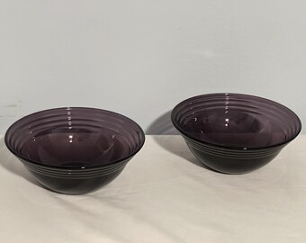 vintage Bormioli Rocco Forum Purple amethyst glass fruit Bowl dessert bowl Set of 2 Glassware Cookware Serving Decor
