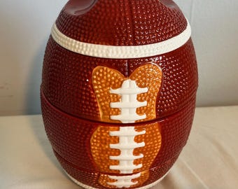 Vintage 4 Piece Ceramic Football Stacking Appetizer Snack or Nut Bowl Set Office Kitchen Home Stoneware Serving Ceramic Decor