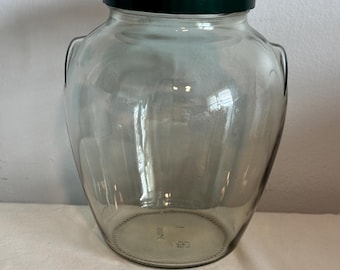 Vintage Large Matki Lug Lid Jar Clear Glass Apple Shape Jar with Lid Large Candy Jar office home kitchen Glassware Jar Decor
