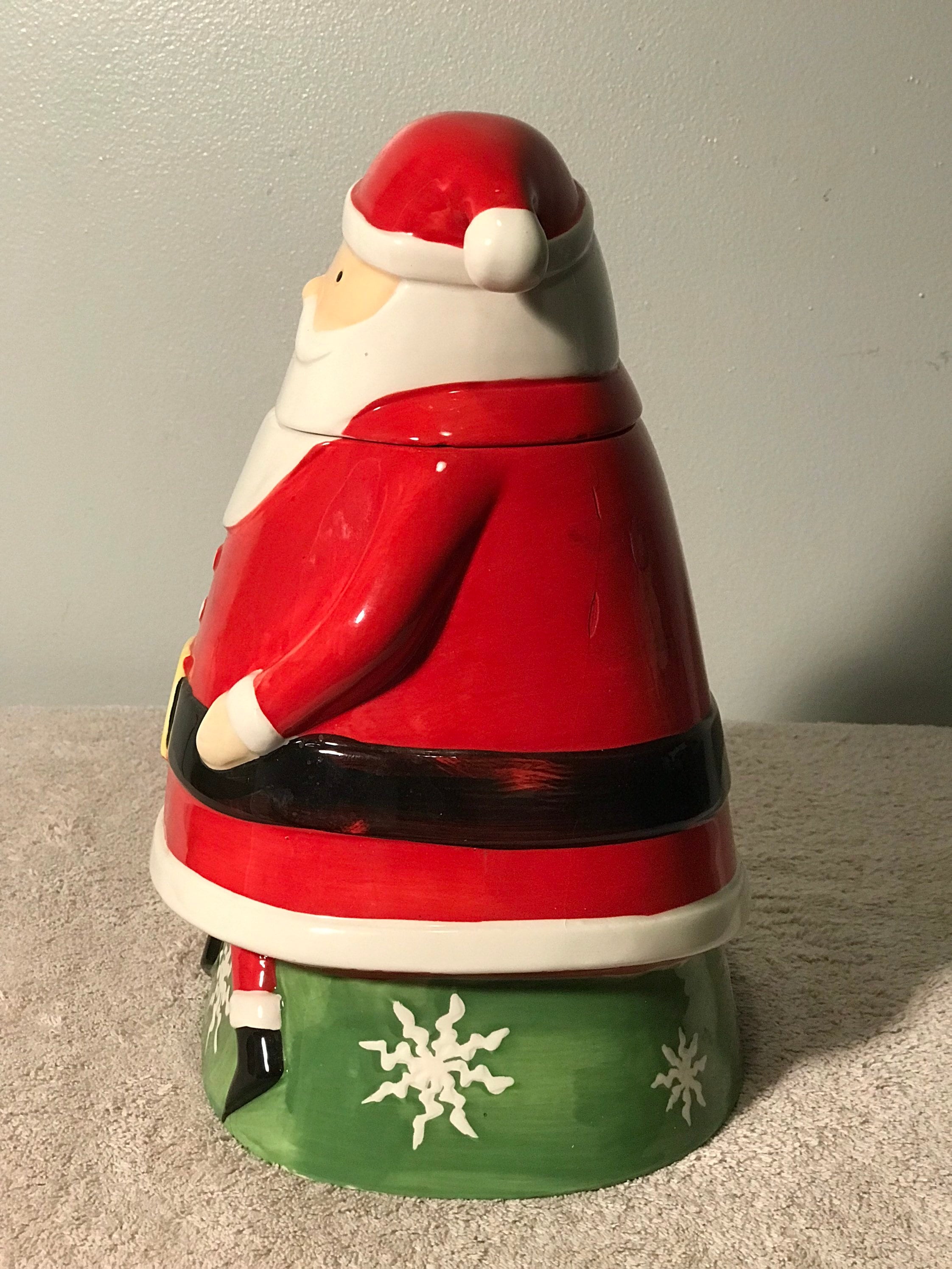 Large Ceramic Santa Cookie Jar Christmas Holiday Home / Kitchen