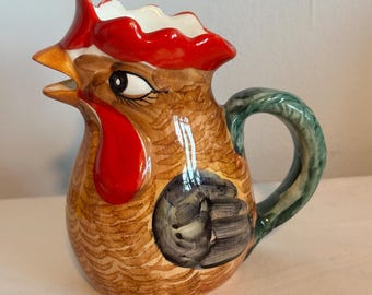 Vintage Ceramic Rooster Creamer / Breakfast Cereal Milk Pourer/ Dispenser Office Home and Kitchen Serving Decor