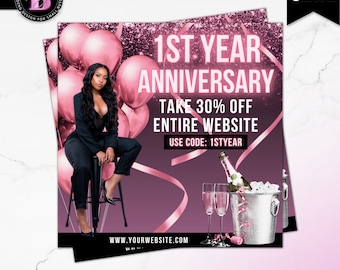 Business Anniversary Flyer, Celebration Flyer, Anniversary Flyer, Birthday Sale Flyer, Social Media Flyer, DIY Flyer Design, Sale Flyer