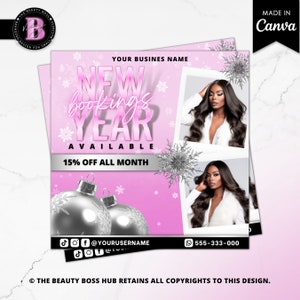 New Year Booking Flyer, Book Now Flyer, Appointments Available Flyer, Booking Flyer Template, Book With Me Flyer, Hair, Nail, Lash, Makeup