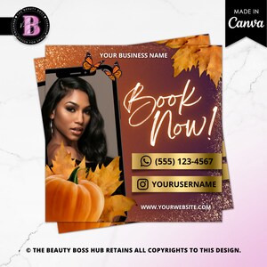 Book Now Flyer,  Appointments Available Flyer, Fall Season Flyer, Booking Is Open Flyer, Book With Me Flyer, Hair, Nail, Lash, Makeup