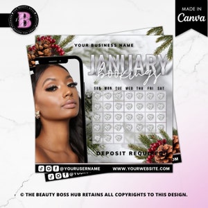January Booking Flyer Template: Lash, Nail, Hair Appointments (Editable Canva)