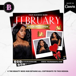 Valentines Day Flyer, Book Now Flyer, February Booking Flyer, Appointments Available Flyer, Hair, Lash, Nails, Makeup, Waxing