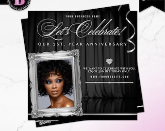 Folleto de aniversario de negocios, Folleto de celebración, Folleto de aniversario, Folleto de venta de cumpleaños, Folleto de redes sociales, Diseño de volante de bricolaje, Folleto de venta
