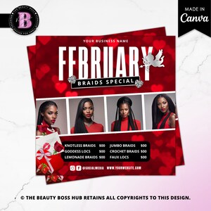 Valentine&#39;s Day Braid Special Flyer: Braider Pricelist Template (Canva)
