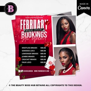 Valentine&#39;s Day Braid Special Flyer: Braider Pricelist Template (Canva)