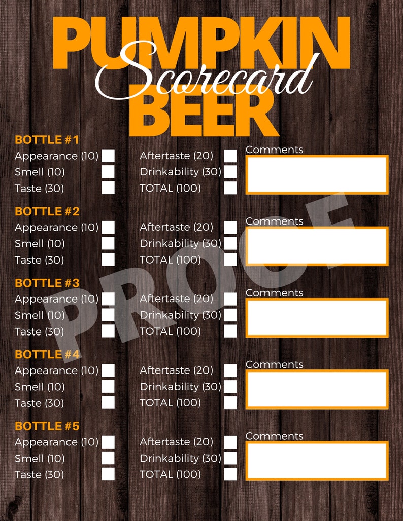Instant Download Pumpkin Beer Tasting and Rating Scorecard - Etsy