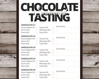 Descarga instantánea Descarga digital del cuadro de mando de degustación y calificación de chocolate