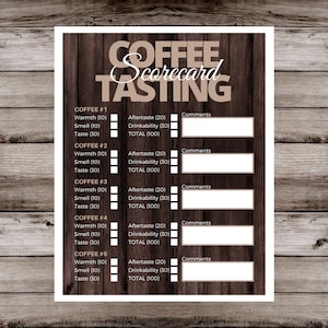 Instant Download Coffee Tasting and Rating Scorecard Digital Download