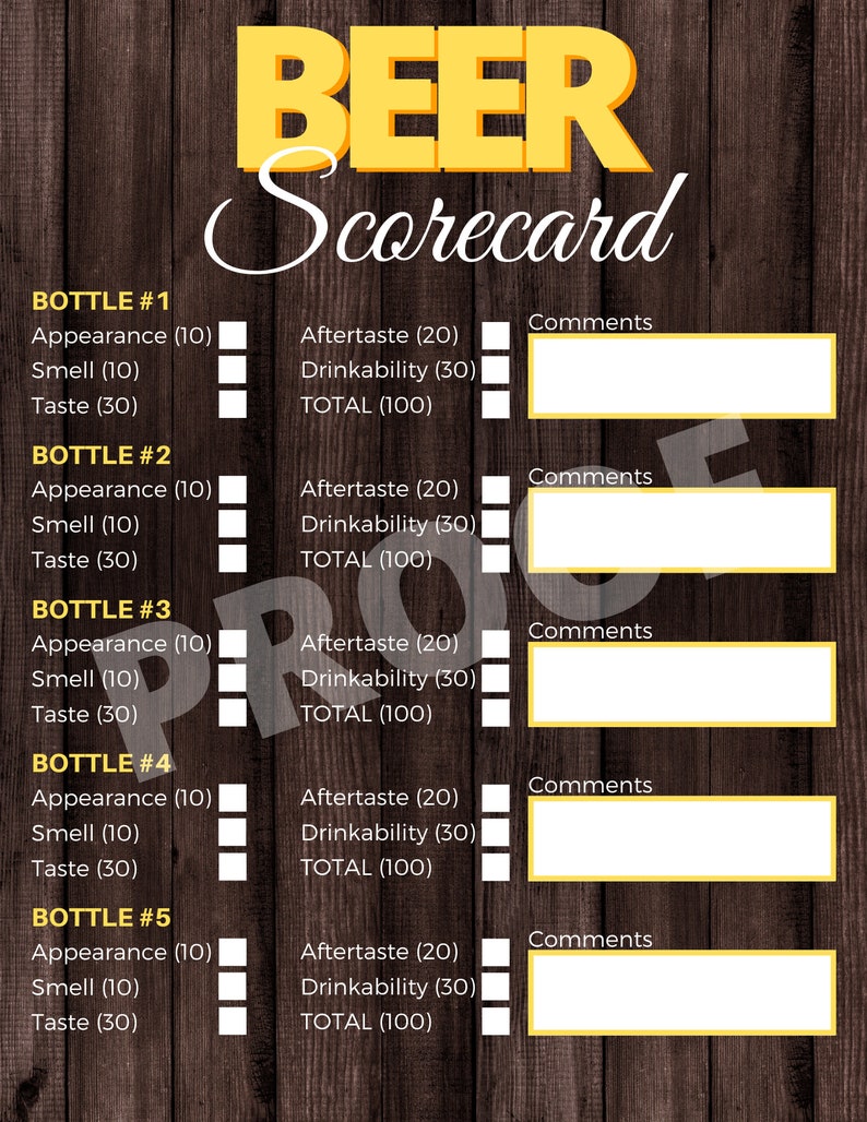Instant Download Beer Tasting and Rating Scorecard Etsy
