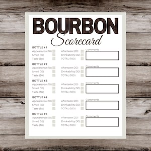 Descarga instantánea Bourbon Tasting and Rating Scorecard Derby Bourbon Game White Brown