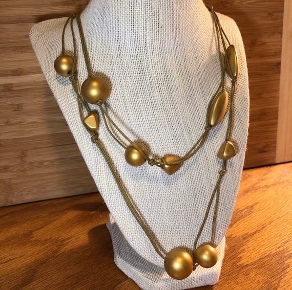 Leather and Gold beaded necklace - image 1