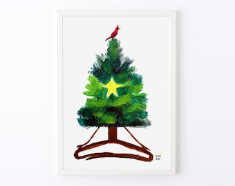Christmas Tree Pose Yoga Art Print