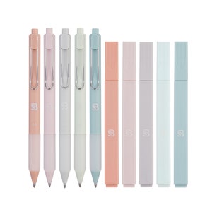 Blieve - Aesthetic Highlighters and Gel Pens With Soft Pastel Ink And Tip, No Bleed Dry Fast Easy to Hold
