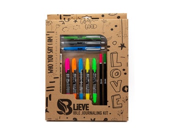 Bible Journaling Kit With Gel Highlighters And Pens No Bleed, Bible Safe Scripture Color Pencils, Faith stencils Perfect For Christian Gifts