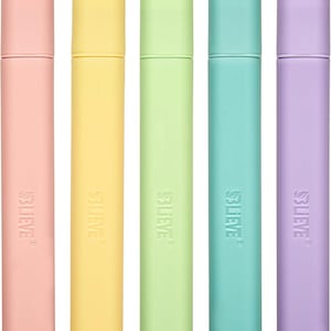 May include: Five pastel-colored highlighters in pink, yellow, green, teal, and purple. Each highlighter has a matching cap and the word "SLIEVE" printed on the barrel. These are ideal for students and office use.
