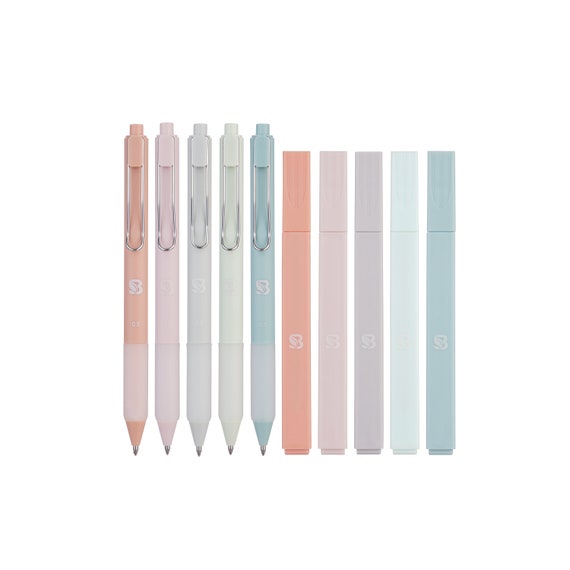 Blieve Aesthetic Highlighters and Gel Pens With Soft Pastel Ink and Tip, No  Bleed Dry Fast Easy to Hold 