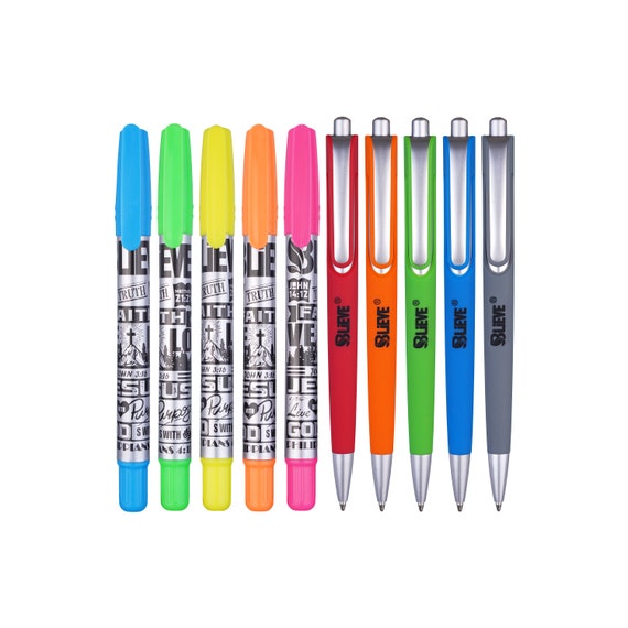 Bible Study Kit: Gel Highlighters & Pens No Bleed - Fine Tip Set - 10 Pack