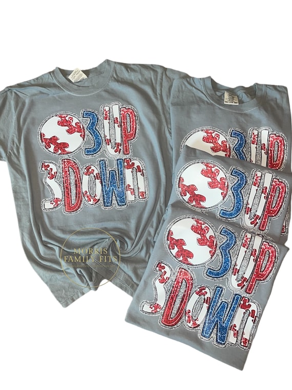 Baseball Inspired Three Up Three Down Shirt Baseball Inspired Three Up Three Down Shirt