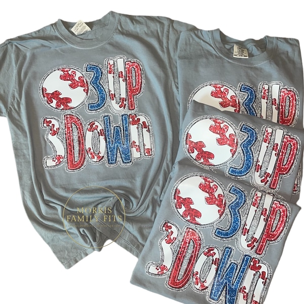 3 Up 3 Down T-shirt, Sports Mom, Baseball Season, Game Day Shirt, Baseball T-Shirt, Gift for Mom, Mom Shirt, Baseball Game Day