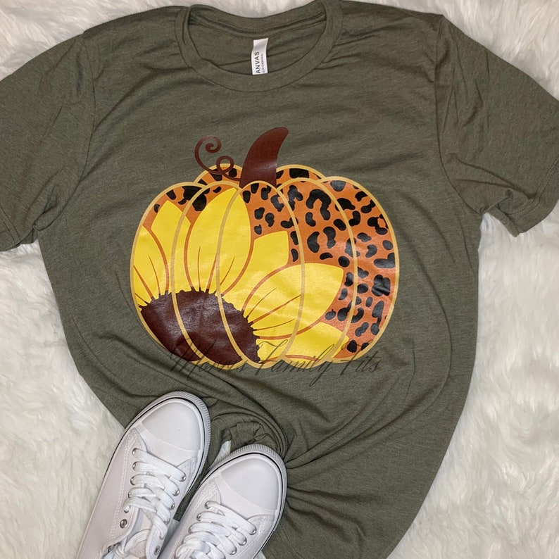 It\u2019s Fall Y\u2019all Women\u2019s T-shirts Sunflower Pumpkin Shirt Thanksgiving Shirt Leopard Pumpkin Shirt Ladies Fall Shirt