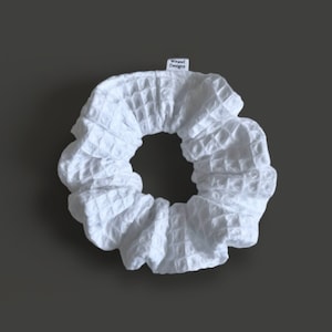 White Waffle Linen Scrunchie