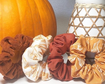 Earthy Tone Scrunchie Set | Organic Cotton, Linen & Corduroy