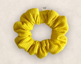 Yellow Knit Scrunchie | Ribbed Scrunchie | Summer Scrunchie | Cotton Scrunchie | Cute Scrunchie | Hair Scrunchie | Weasel Designs