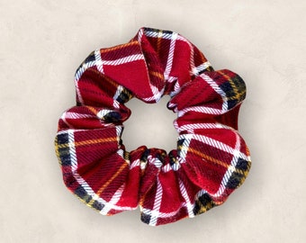 Red Plaid Flannel Scrunchie | Handmade Hair Tie