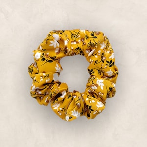 Mustard Floral Scrunchie | Yellow Scrunchie | Cute Scrunchie | Hair Scrunchie | Gifts for her